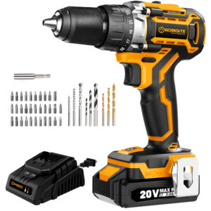WORKSITE 1/2" Brushless Cordless Drill 20V Battery Wireless Handheld Compact Lightweight Power Hammer Electric Drills