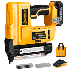 WORKSITE 2-In-1 Brad Nailer Stapler 18 Gauge Battery Powered Portable Nail Gun Compatible with 3/4"~2" Nails and 3/4"~1-9/16" Staples