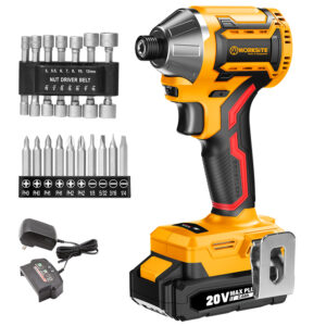 WORKSITE 20V Brushless Cordless Impact Driver 1/4" High Torque 200N.m Compact Handheld Variable Speed Electric Drivers