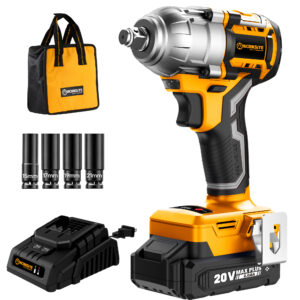 WORKSITE 20V Brushless Cordless Impact Wrench 1/2-inch Variable Speed 500Nm Square Head Lug Nuts Electric Wrenches