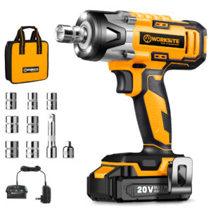WORKSITE 20V Cordless Impact Wrench 1/2" 330Nm Heavy Duty Portable Battery Rechargeable Handheld Power Lug Nuts Wrenches