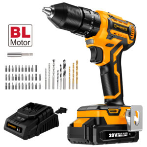WORKSITE 3/8" Brushless Cordless Drill 20V Battery Wireless Handheld Compact Lightweight Power Hammer Drills