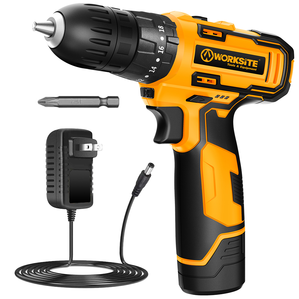 WORKSITE 8V Cordless Drill 3/8" Compact Keyless Portable Lightweight Wireless Electric Battery Power Drills Driver