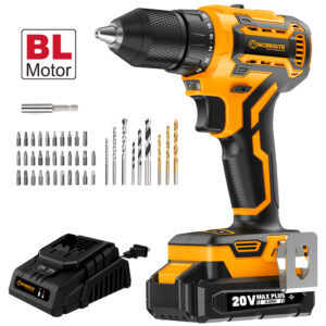 WORKSITE Brushless Cordless Drill 3/8" Compact Lightweight Handheld Variable Speed 40Nm Keyless Power Electric Drills