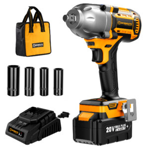 WORKSITE Brushless Cordless Impact Wrench 1/2" (13mm) 20V Battery High Torque 600Nm Variable Speed 3250 RPM Wrenches