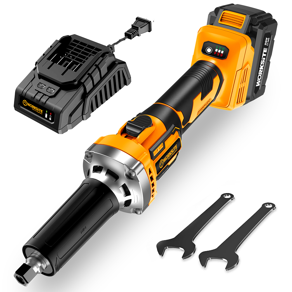 WORKSITE Brushless Die Grinder 1" Collet Variable Speed (10000-26000RPM) Ergonomic Grip for Rust Removal, Grinding, Cutting, Polishing, with 1/4" Collets
