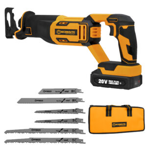 WORKSITE Cordless Reciprocating Saw 20V Max Battery Powered Compact Variable Speed Power Saw Tools for Wood Metal Cutting