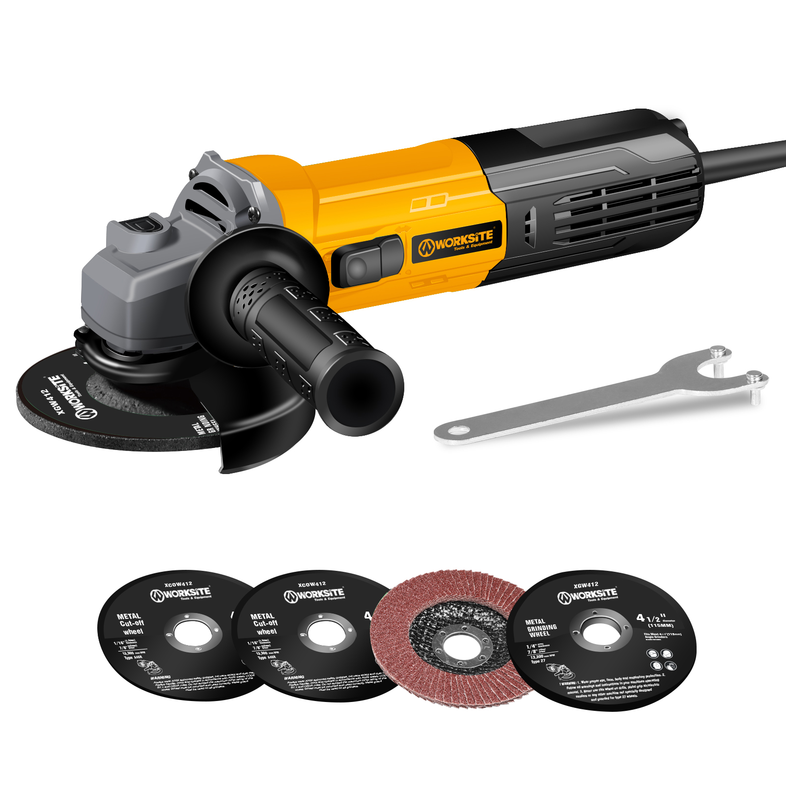 WORKSITE Mini Angle Grinders 4-1/2" Cutting Disc 750w 11500/min Variable Speed Portable Professional Metal Grinding Corded Angle Grinders Tools