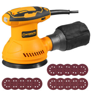 WORKSITE Orbital Sander 5 Inch Powerful 350W 14000 RPM Speed Electric Woodworking Sanding Sanders with Dust Bag